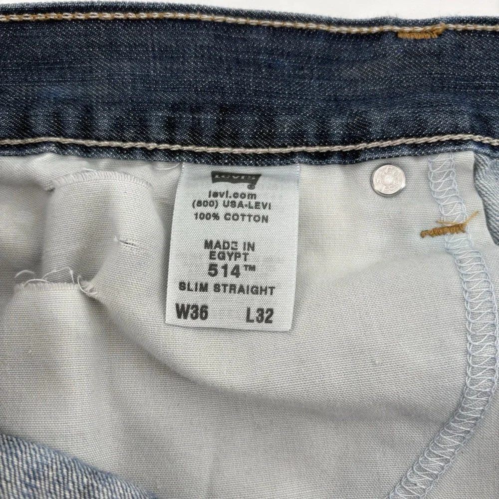 Levi's 514 Men's Jeans 36x32 Bleached Denim Slim‎ Straight Fit Distressed